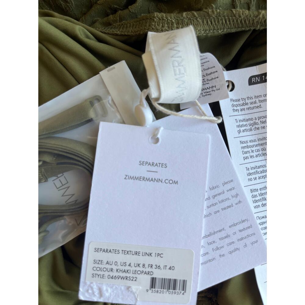 Zimmermann—Olive Green One Piece Swimsuit US 0-4 Strapless - Picture 4 of 4